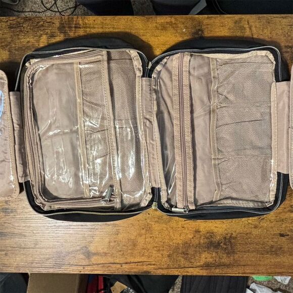 Nishel Large Hanging Travel Toiletry Bag Makeup Organizer Panther Black - Picture 2 of 3